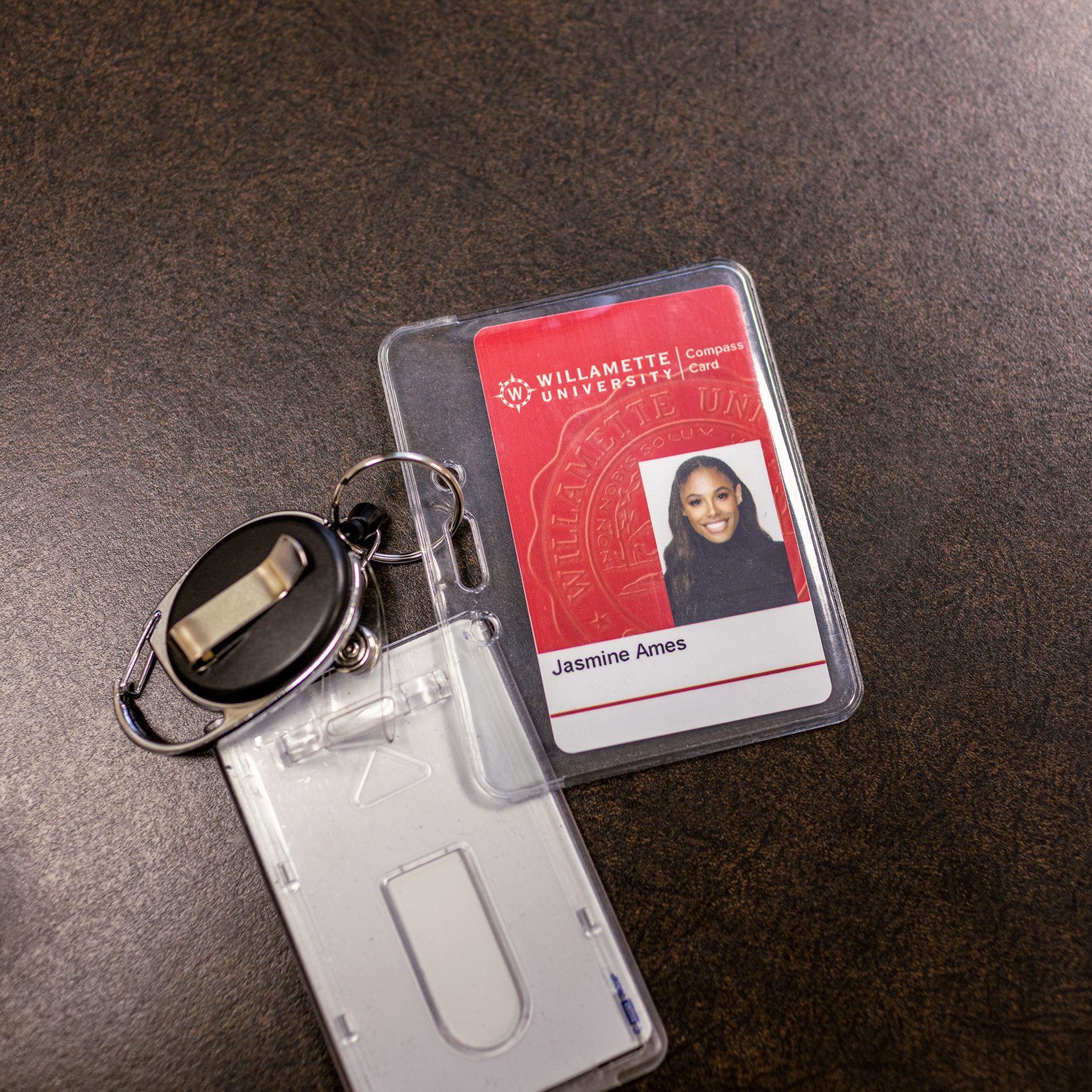 Photograph of Jasmine Ames' Willamette University employee badge